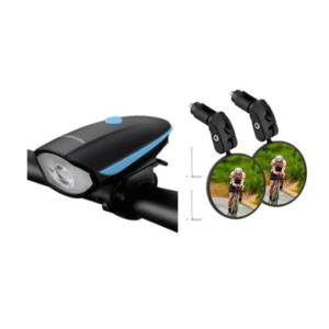 KIT ESPEJO PARA CICLISTA +LUZ DELANRTERA CON CLÁXON